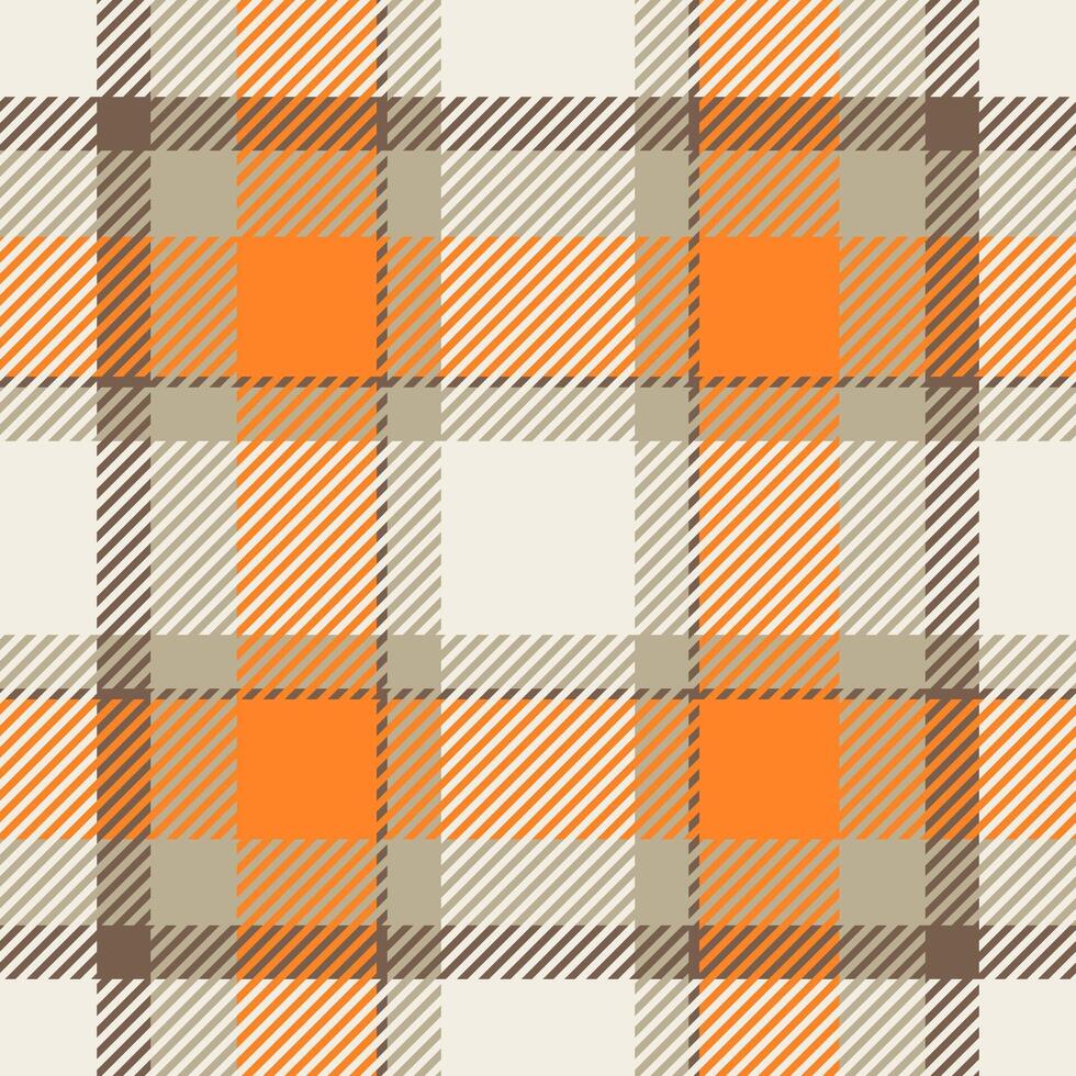 Sofa texture seamless check, difficult textile fabric plaid. Frame pattern tartan background in orange and white colors. vector
