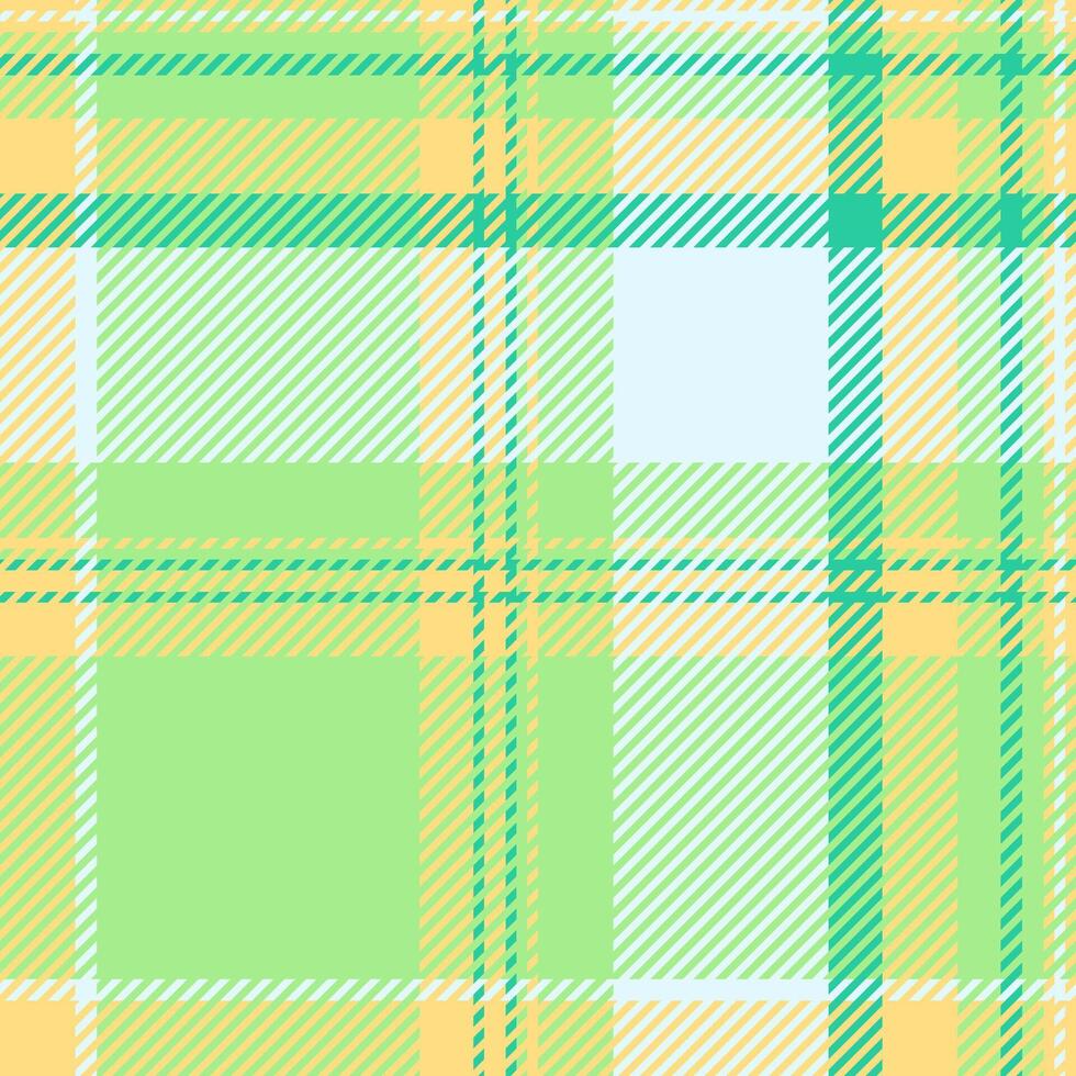 Vibrant pastel plaid pattern in light green, yellow, and teal. Perfect for textile designs, website backgrounds, or spring-themed projects. vector