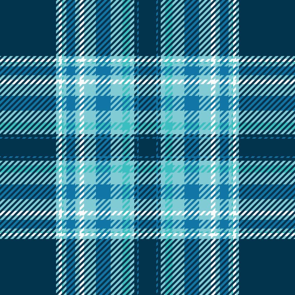 Stylish teal and navy blue plaid pattern. Perfect for textile design, website backgrounds, or fashion projects. Seamless repeat texture offers versatility for various applications. vector