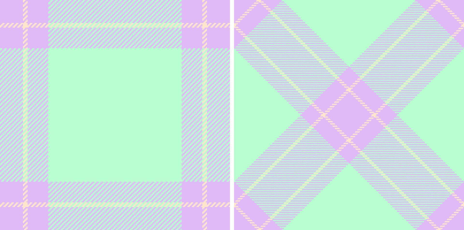 Pastel plaid pattern in mint green and lavender. Two distinct designs offer versatile options for backgrounds, textiles, or website design. vector