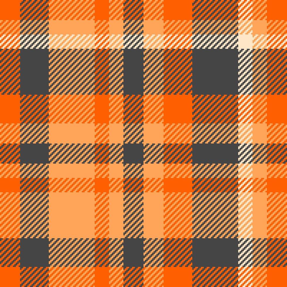 Stylish check texture tartan, canvas background textile seamless. Spanish pattern plaid fabric in orange and grey colors. vector