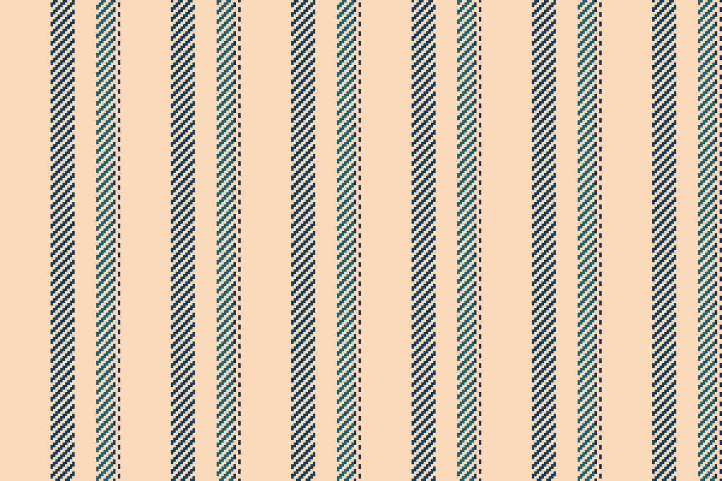 Canvas stripe pattern seamless, coloured vertical lines. Tulti background textile texture fabric in peach puff and cyan colors. vector