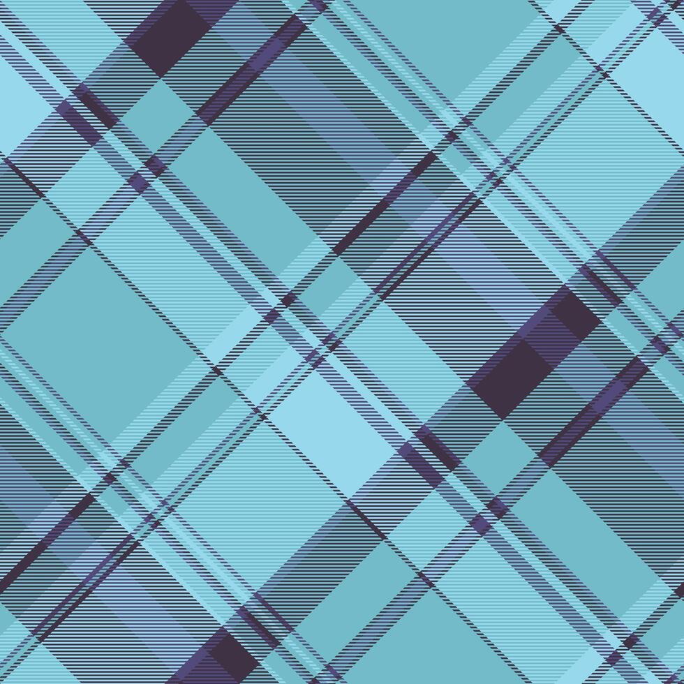 African fabric pattern textile, bold seamless plaid tartan. Wear background check texture in cyan and dark colors. vector