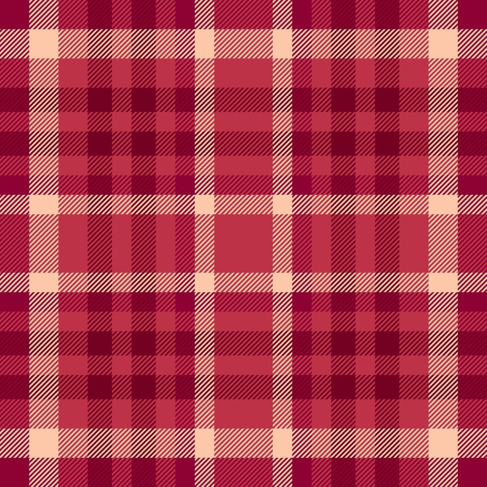Fall seamless textile fabric, guy check background. Linear texture plaid tartan pattern in red and orange colors. vector
