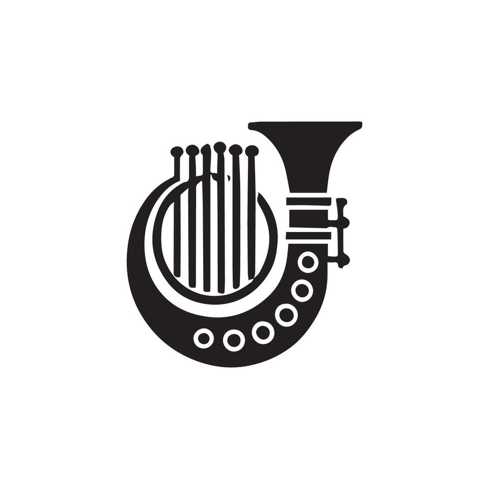 Musical instrument silhouette on white background. vector