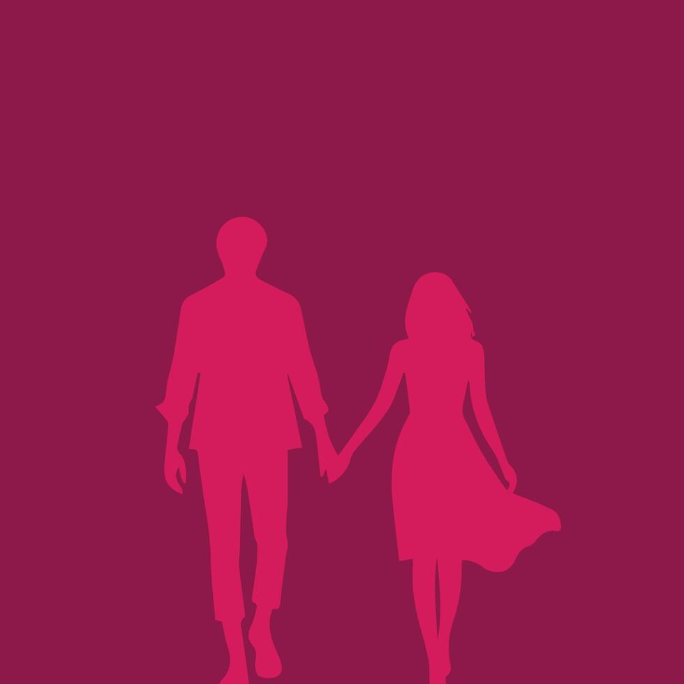 Valentine's day concept background. Young boy and girl are walking vector
