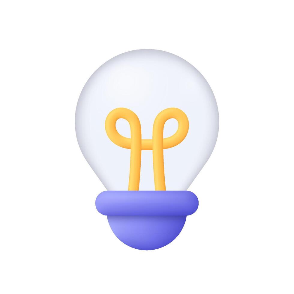 Transparent glass light bulb. Idea, solution, business, strategy concept. 3d icon. Cartoon minimal style. vector