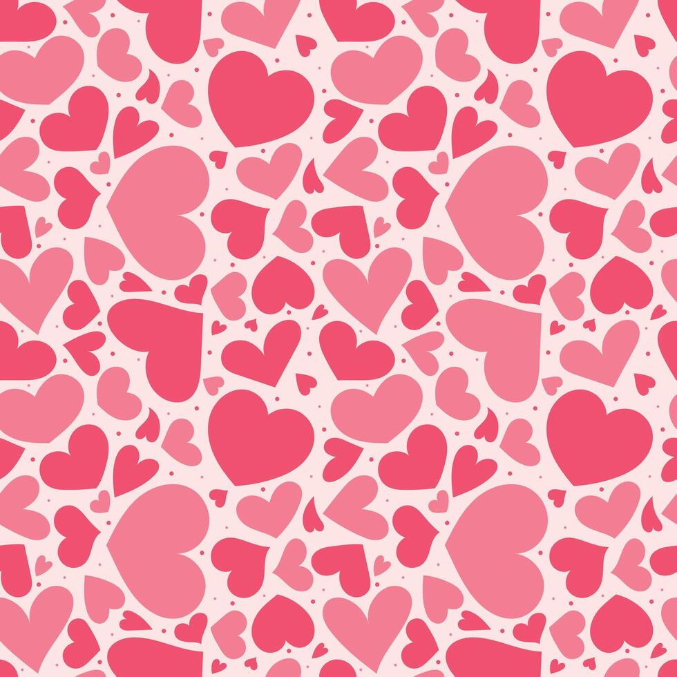 Valentine's Day Seamless Pattern With Hearts, Hand Drawn Elements, Pink Wallpaper vector