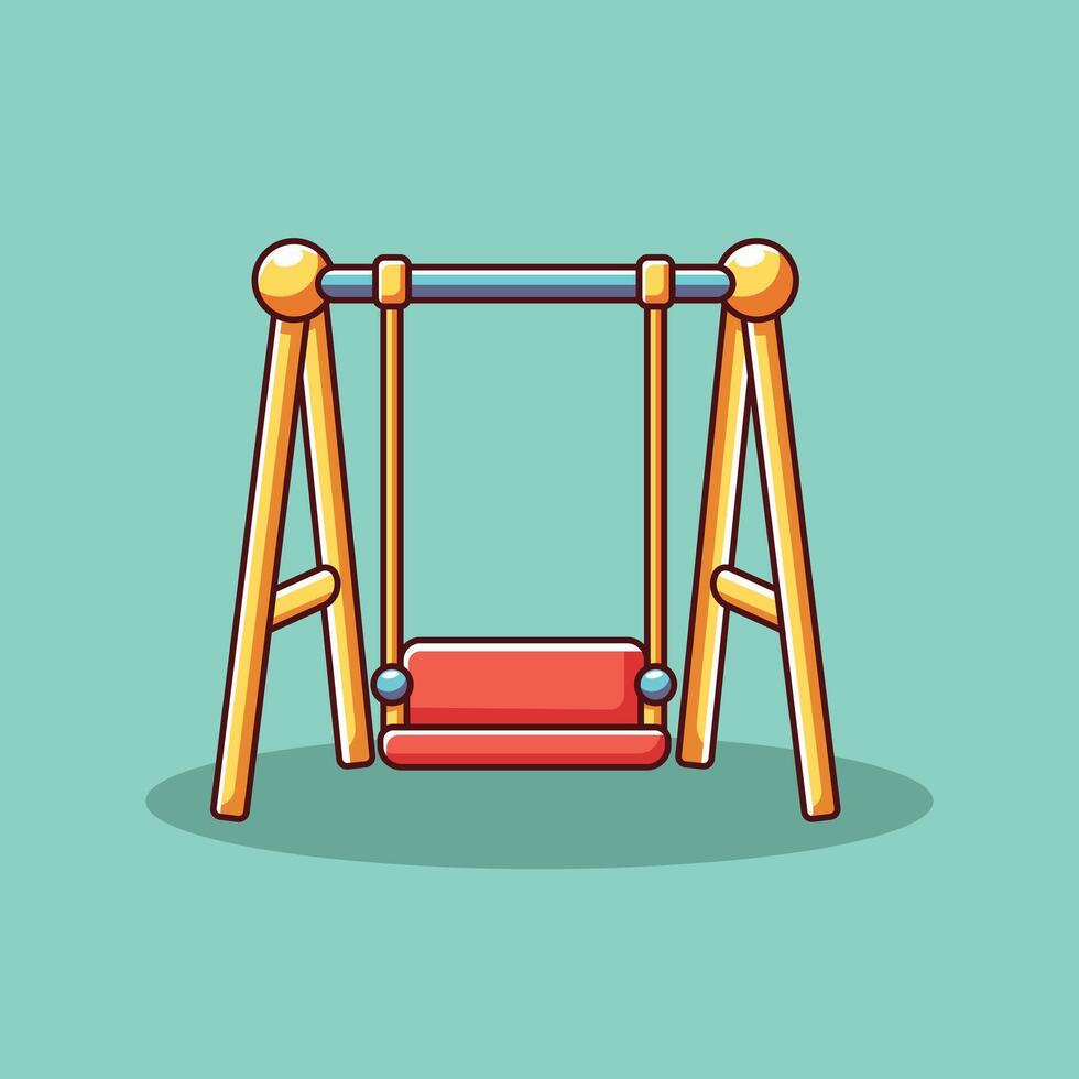 Classic Swing Cartoon Icon Illustration. Playground Classic Swing Icon Concept Isolated Premium . Flat Cartoon Style vector