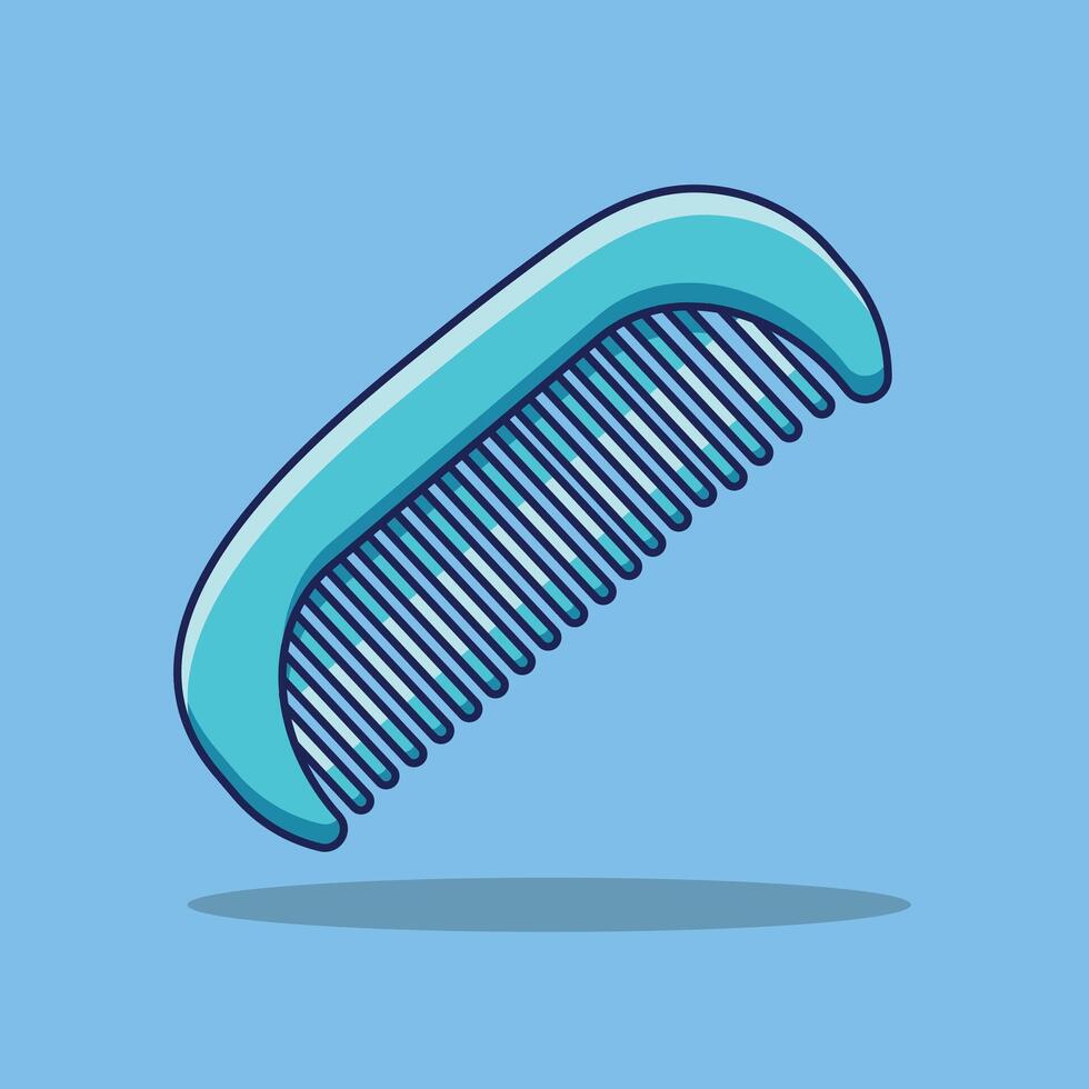 Blue comb comb with a pattern of flowers. illustration of a princess accessory in cartoon childish style. Isolated cute clipart on a white background. vector