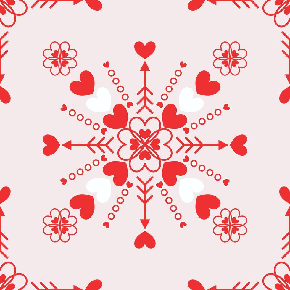 Seamless love pattern with the geometric designed of hearts, florals, and archery vector