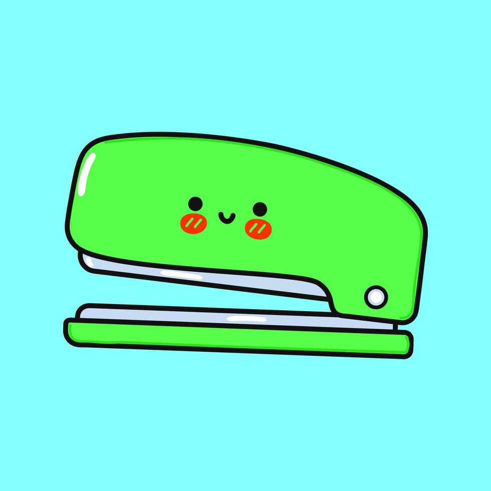 Stapler. hand drawn cartoon kawaii character illustration icon. Isolated on blue background. Stapler concept vector