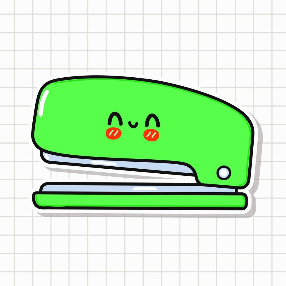 Cute funny Stapler sticker. hand drawn cartoon kawaii character illustration icon. Isolated on background. Stapler card character concept vector