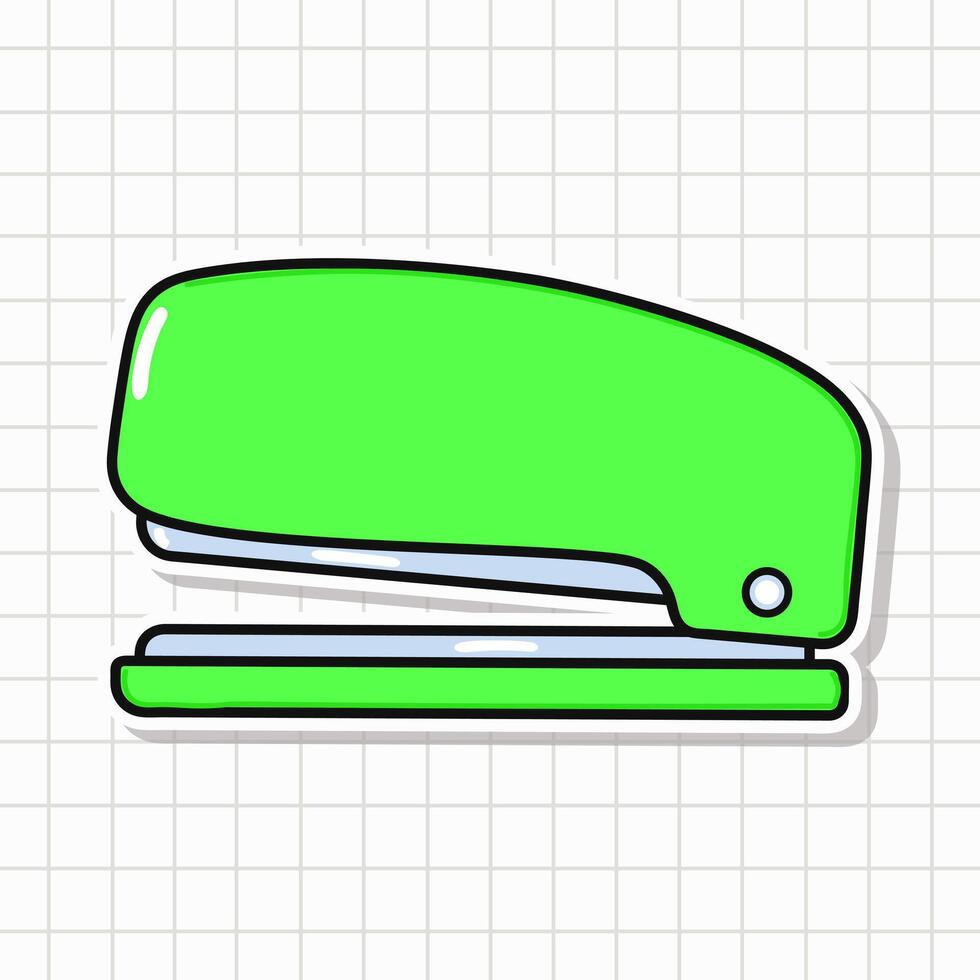 Cute funny Stapler sticker. hand drawn cartoon kawaii character illustration icon. Isolated on background. Stapler card character concept vector