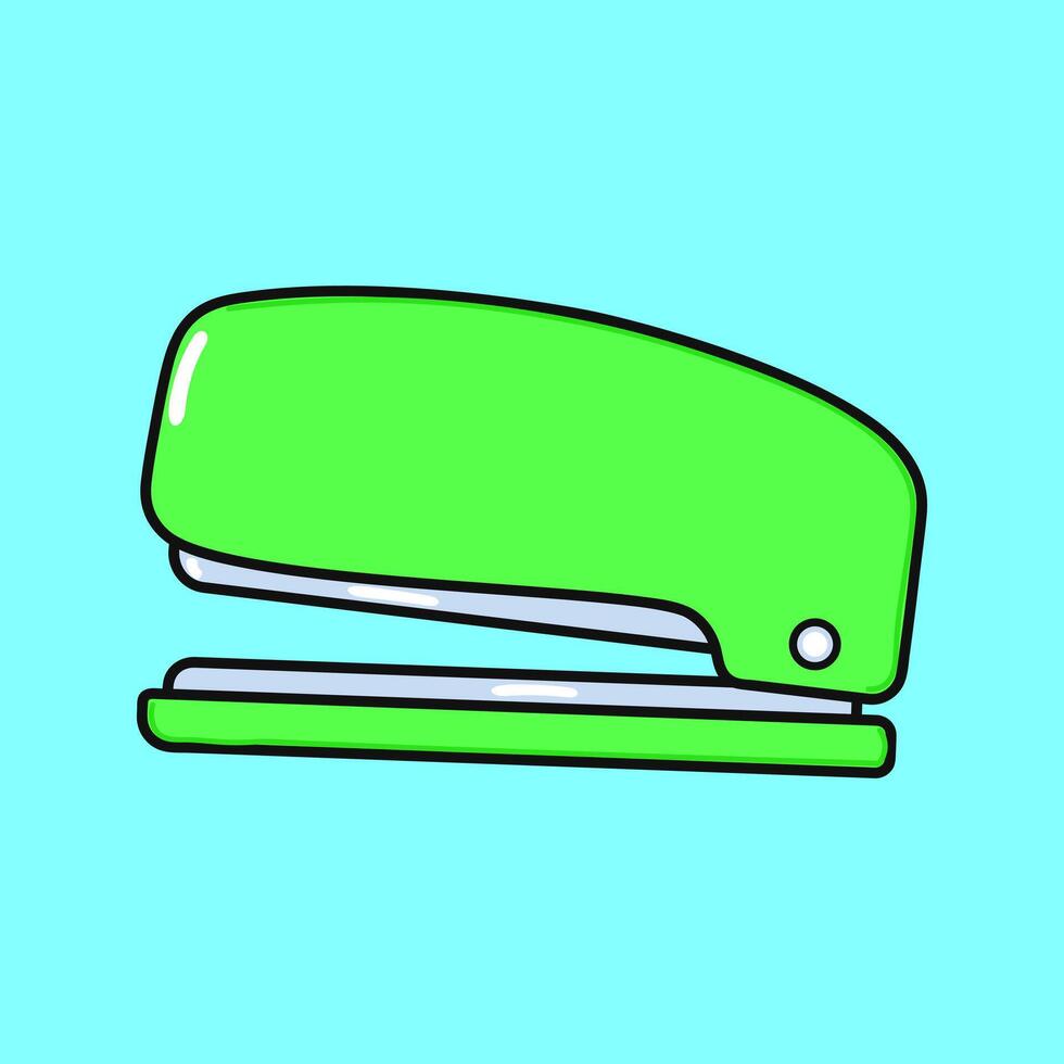 Stapler. hand drawn cartoon kawaii character illustration icon. Isolated on blue background. Stapler concept vector