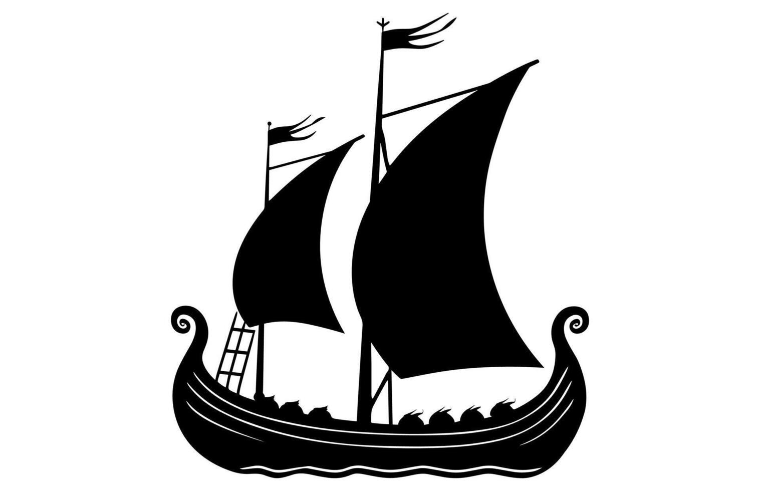 Viking Ship Silhouette isolated on a white background vector