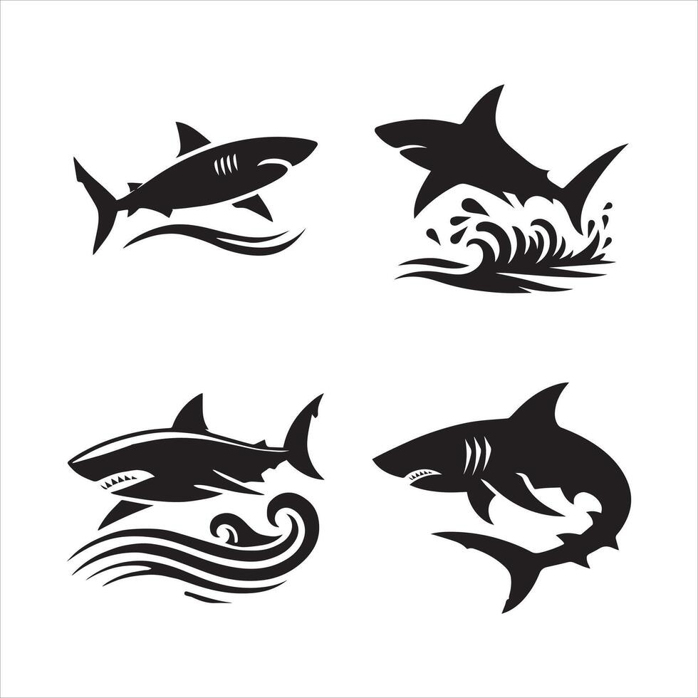 Stylish Shark Silhouettes for Creative Projects vector