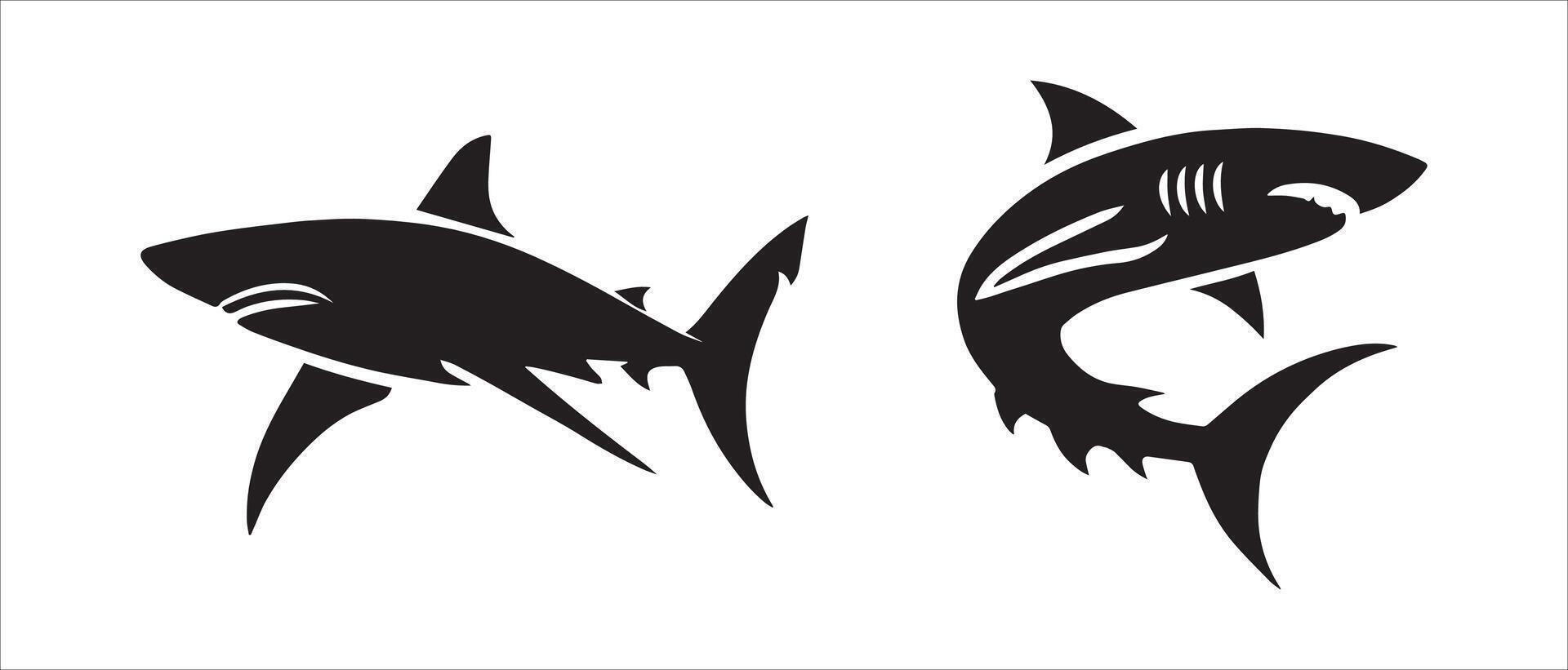 Shark Silhouette Collection in Black vector