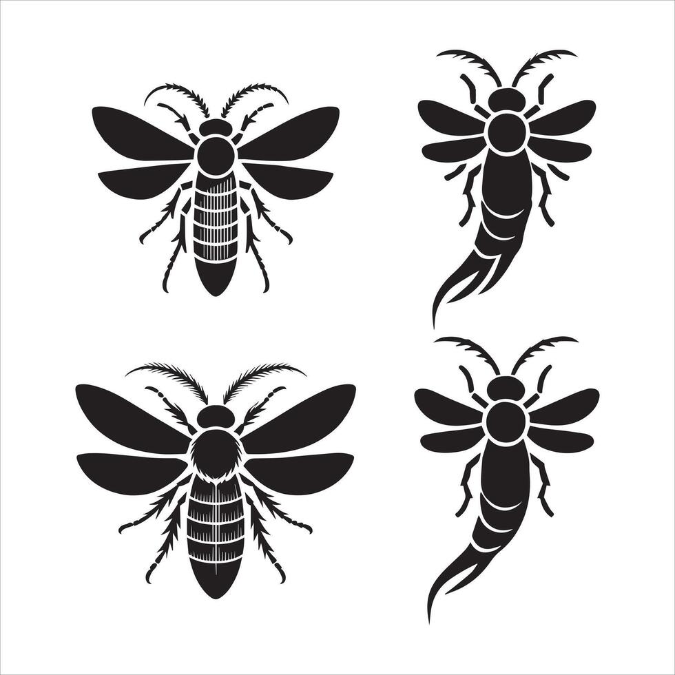 Black Firefly Silhouette on White vector