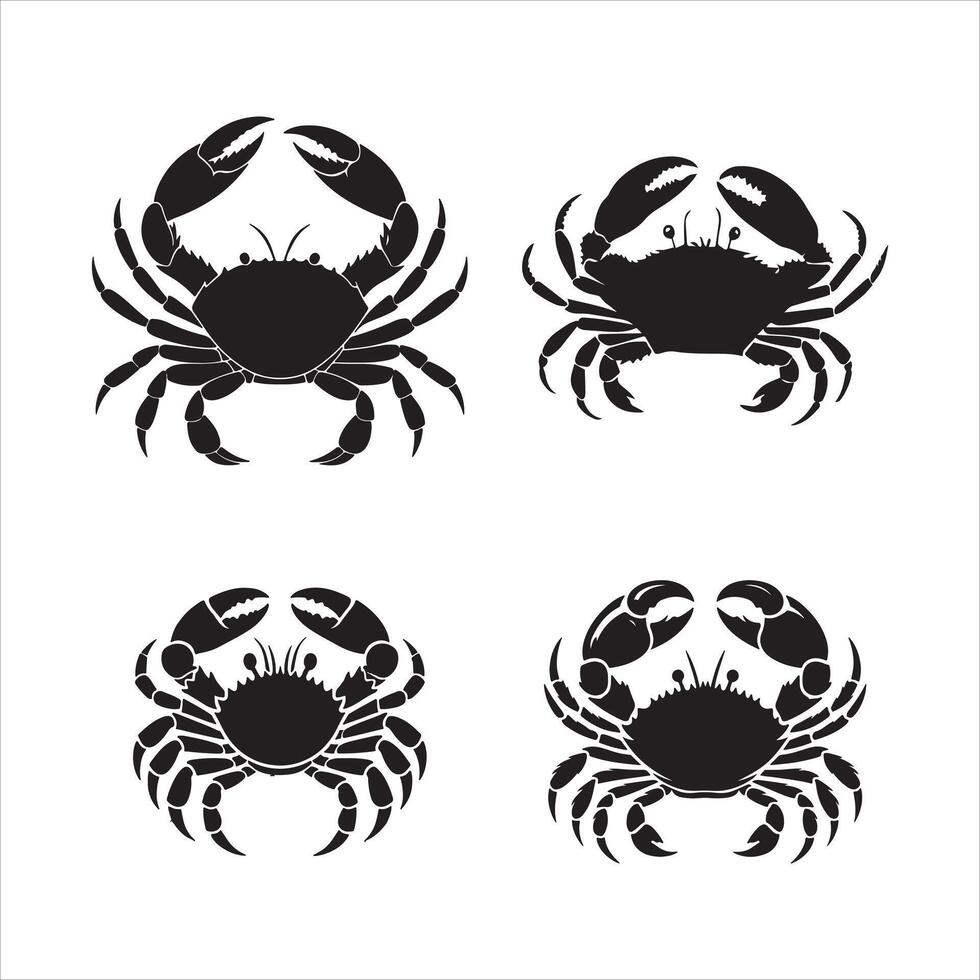 High-Quality Crab Silhouettes for Design vector