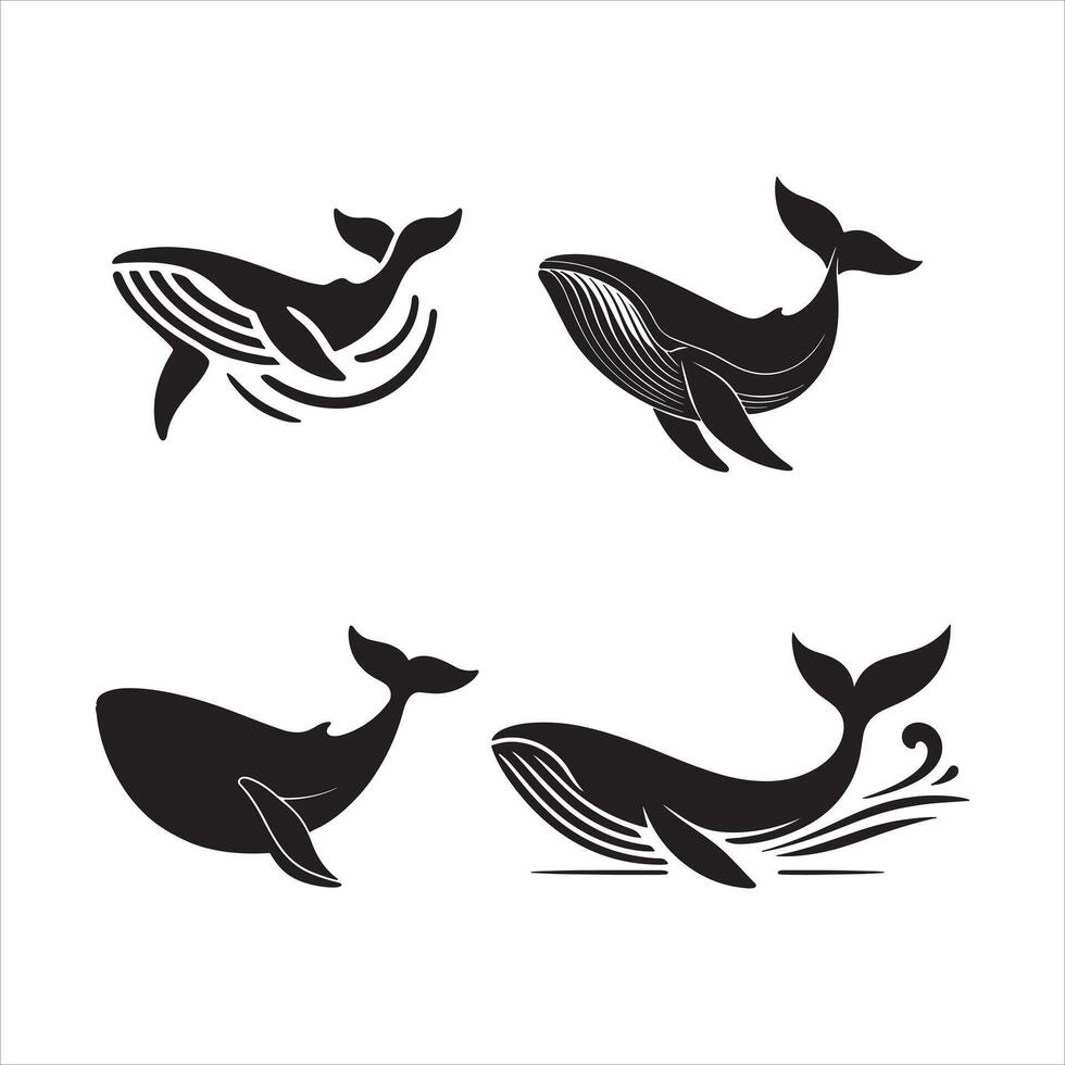 Editable Whale Silhouette Set in EPS Format vector