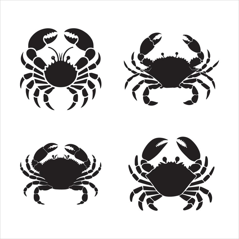 Editable Crab Silhouette Set in EPS Format vector