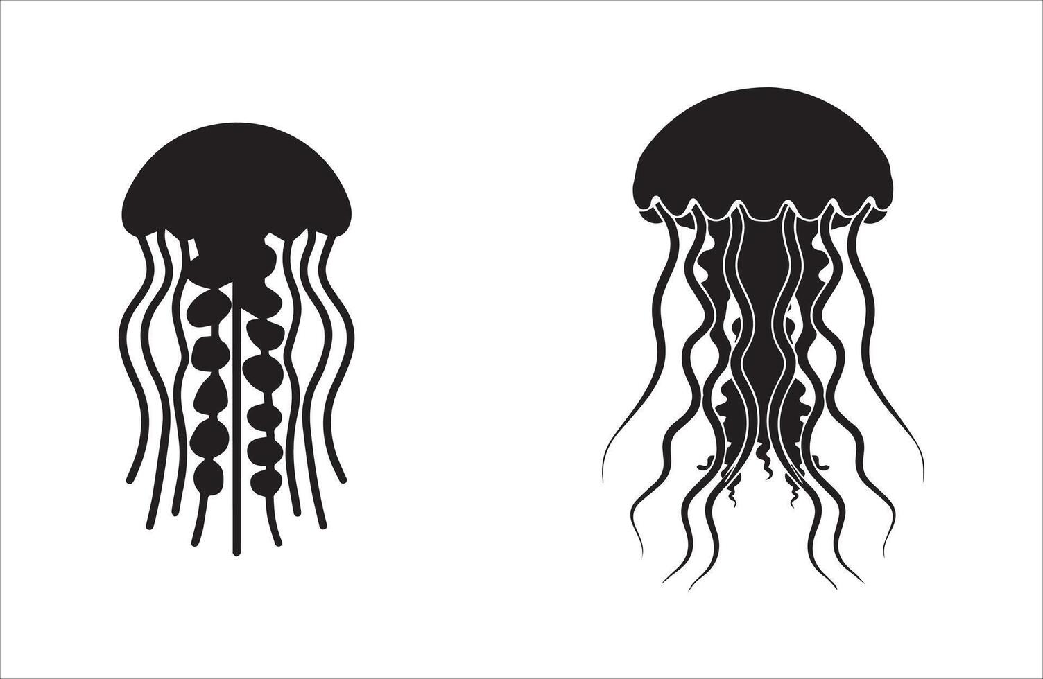 Black Jellyfish Silhouettes on White Background vector