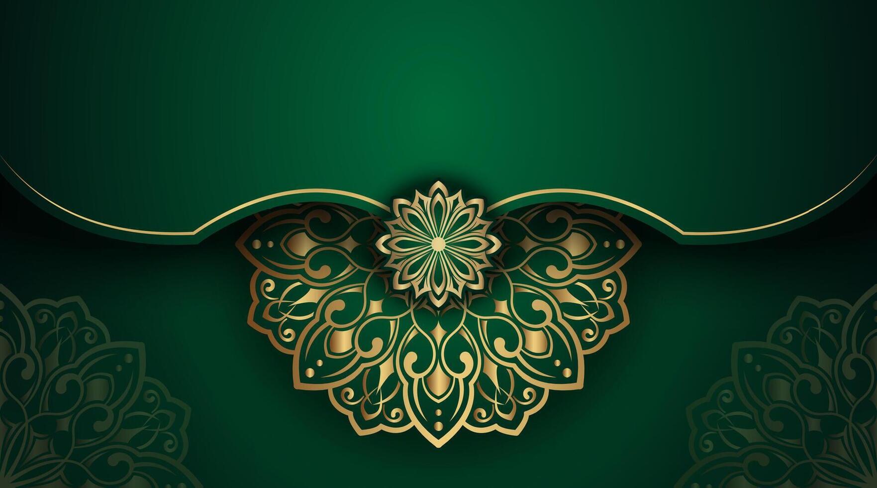 Green and gold background with an ornate design vector