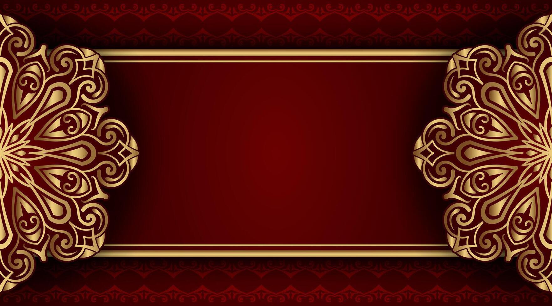 Luxury red background with gold ornament vector