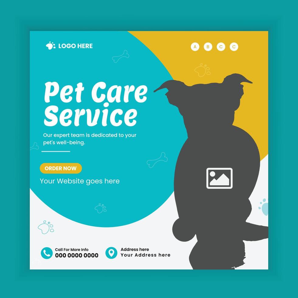 Pet care services web banner design and animal care social media post vector