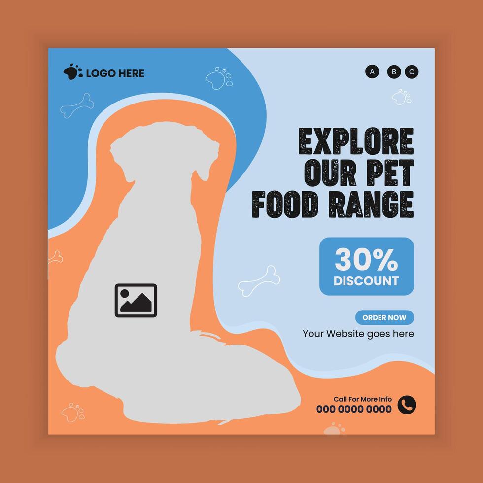 Explore our pet food range social media post banner design template vector
