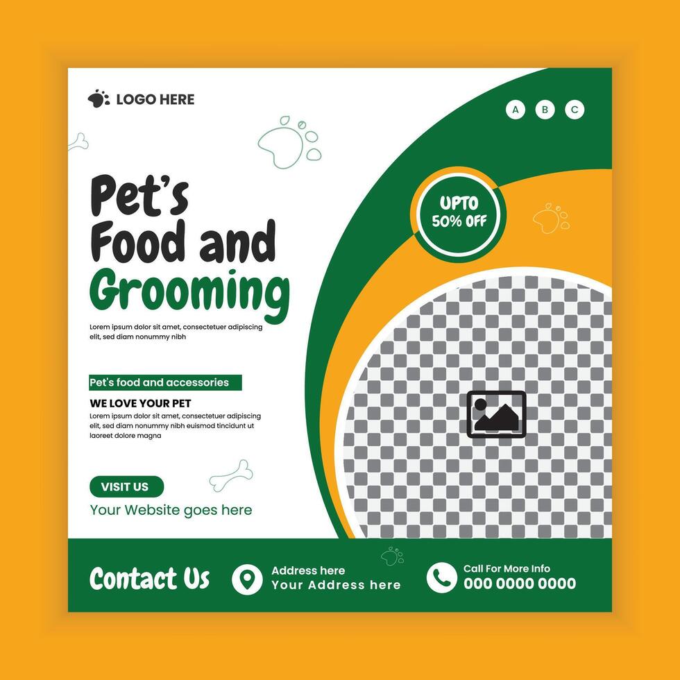 Animal Goods Store online Post Square Flyer Design Template vector