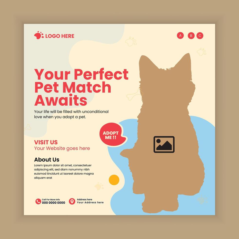 Adopt a Pet Square Template vector
