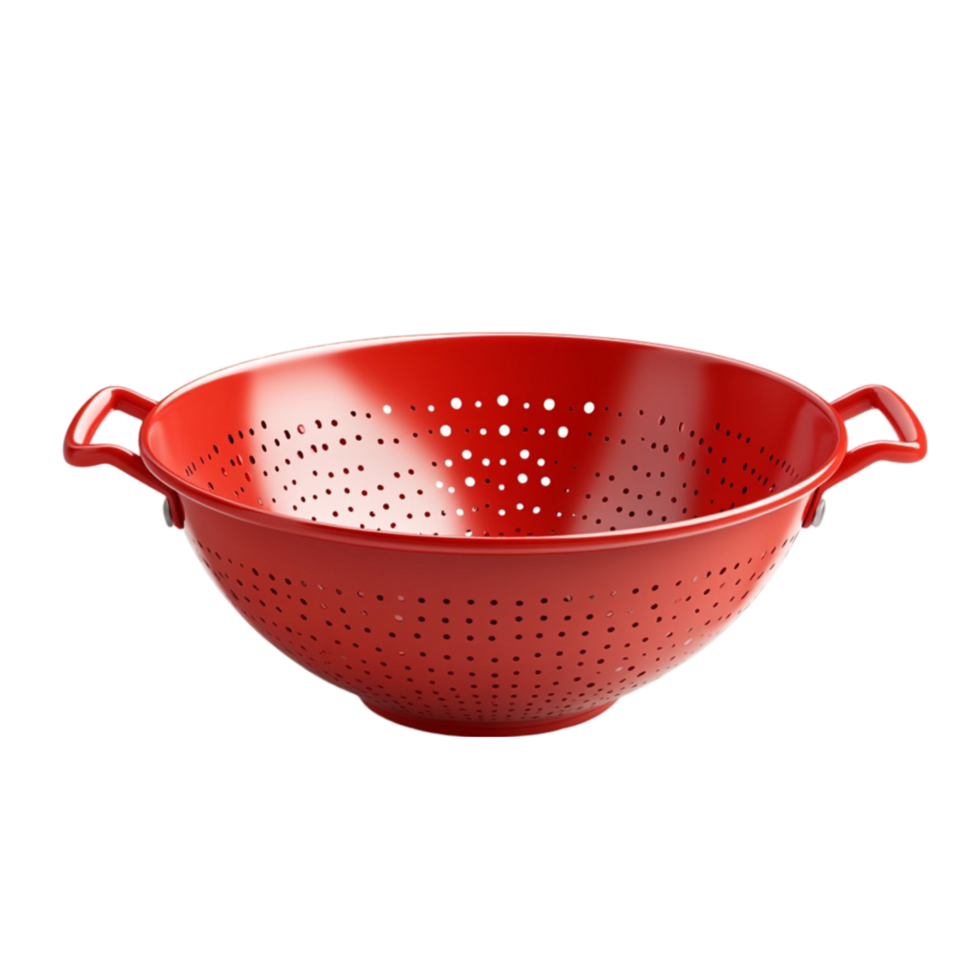 A red colander with holes on the side png