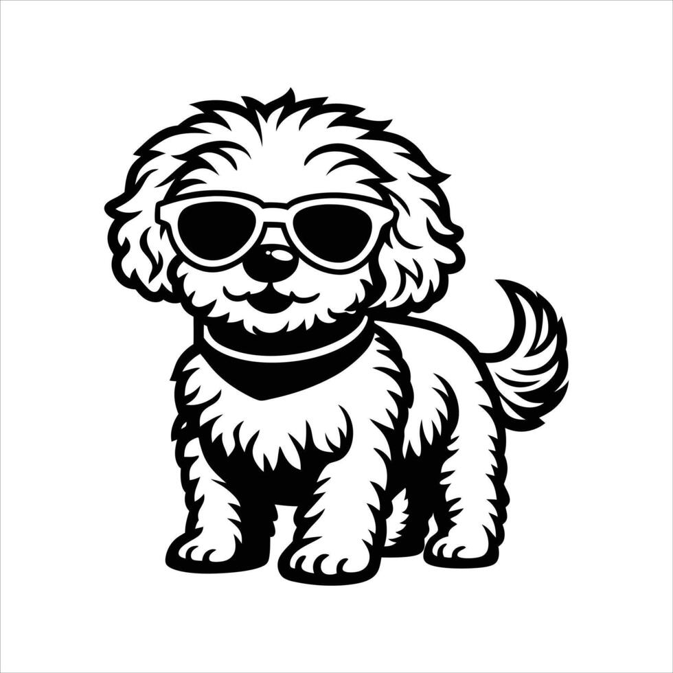 Bichon Frise Standing Wearing Sunglasses Design vector