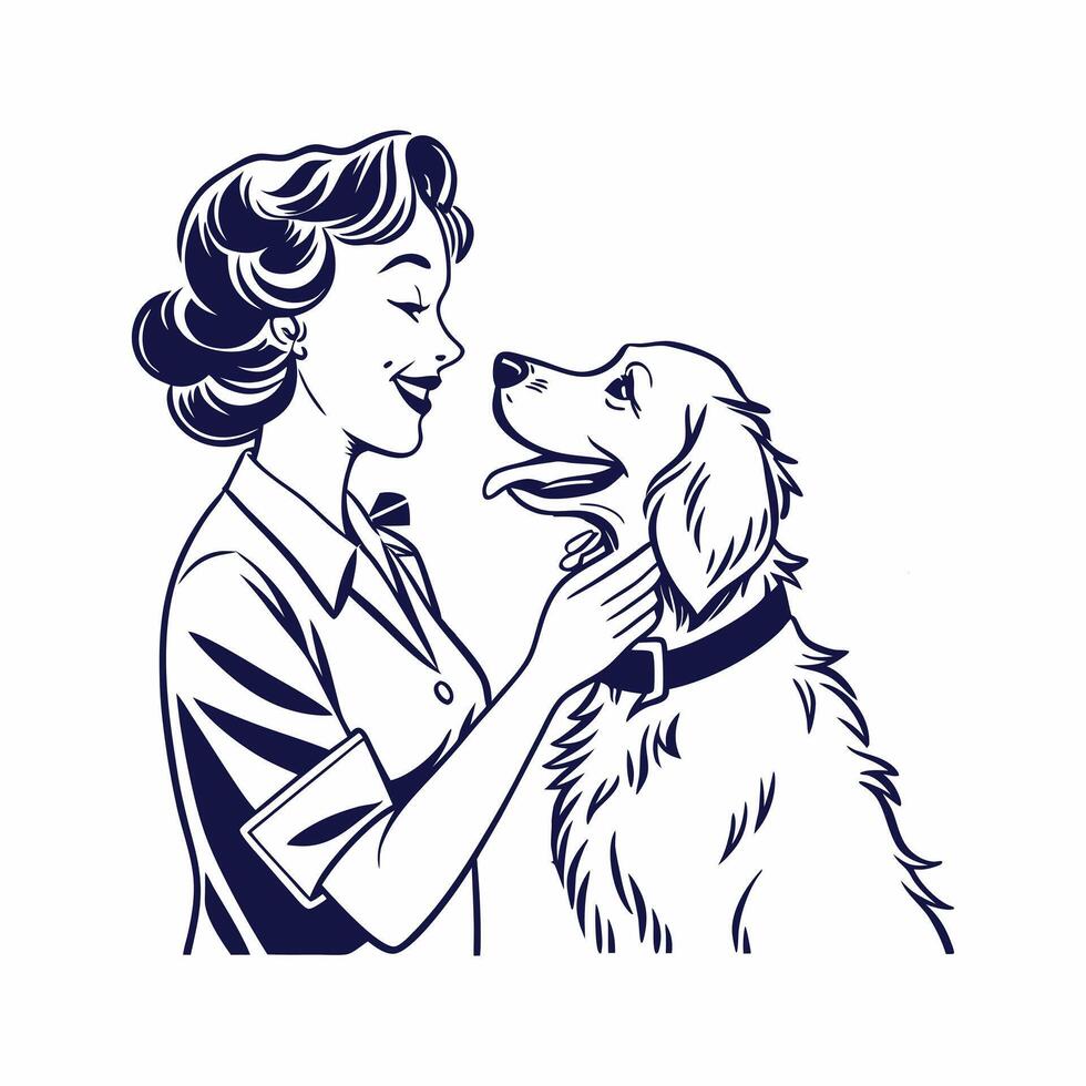 Golden Retriever Black and White vector
