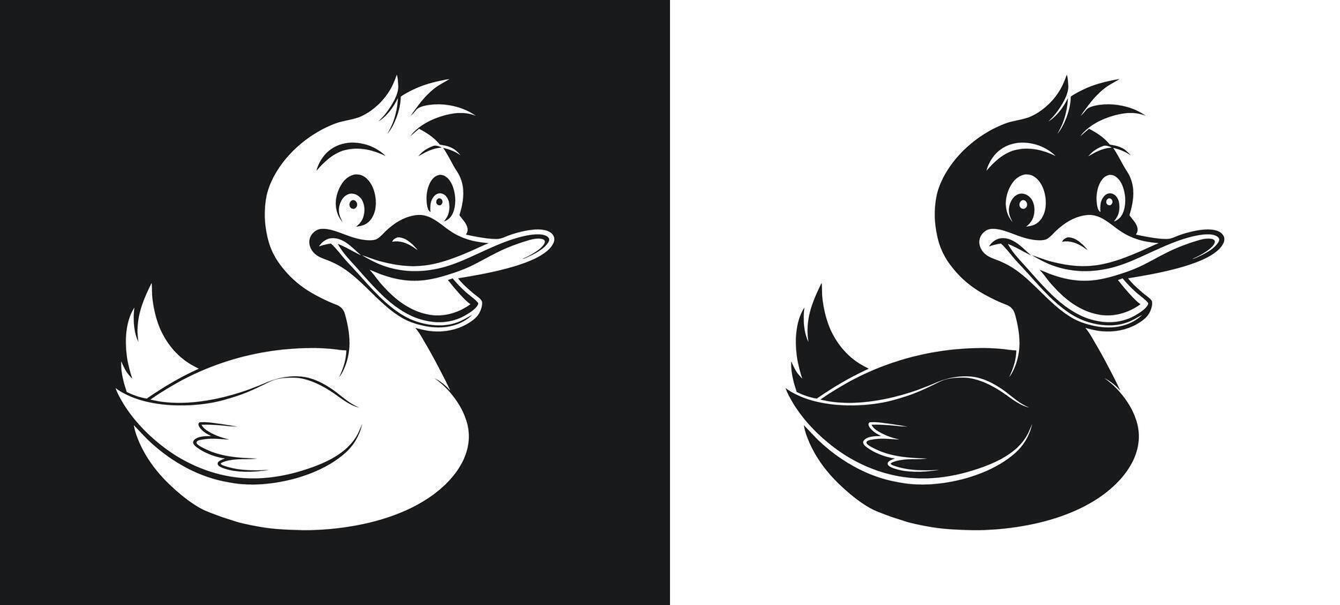 Cheerful Cartoon Duck Silhouette Art Design vector