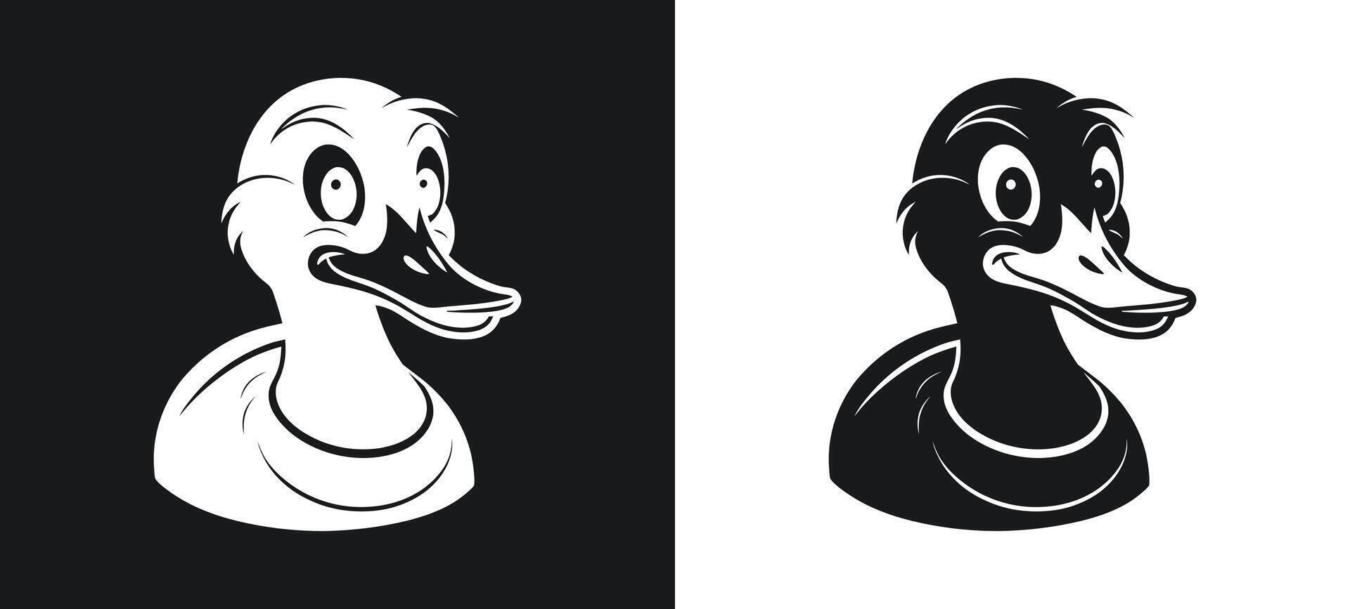 Vibrant Happy Duck Cartoon Silhouette Design vector