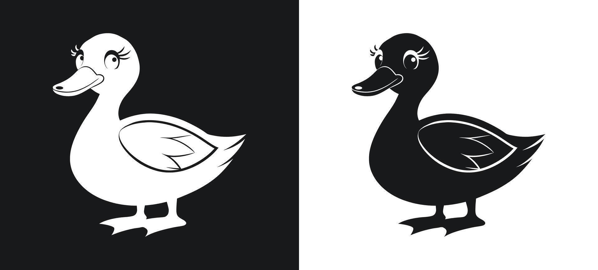Whimsical Cartoon Duck Silhouette Clipart Art vector
