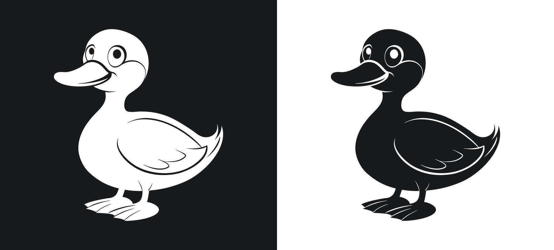 Elegant silhouette of a duck in minimalist art vector