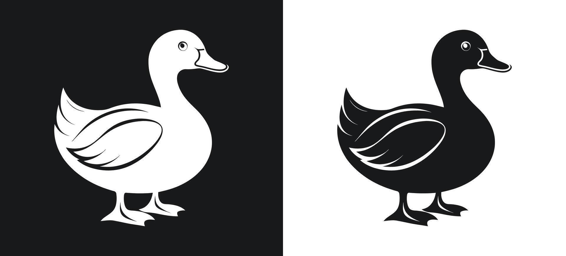 Creative silhouette of a duck in minimalist art vector