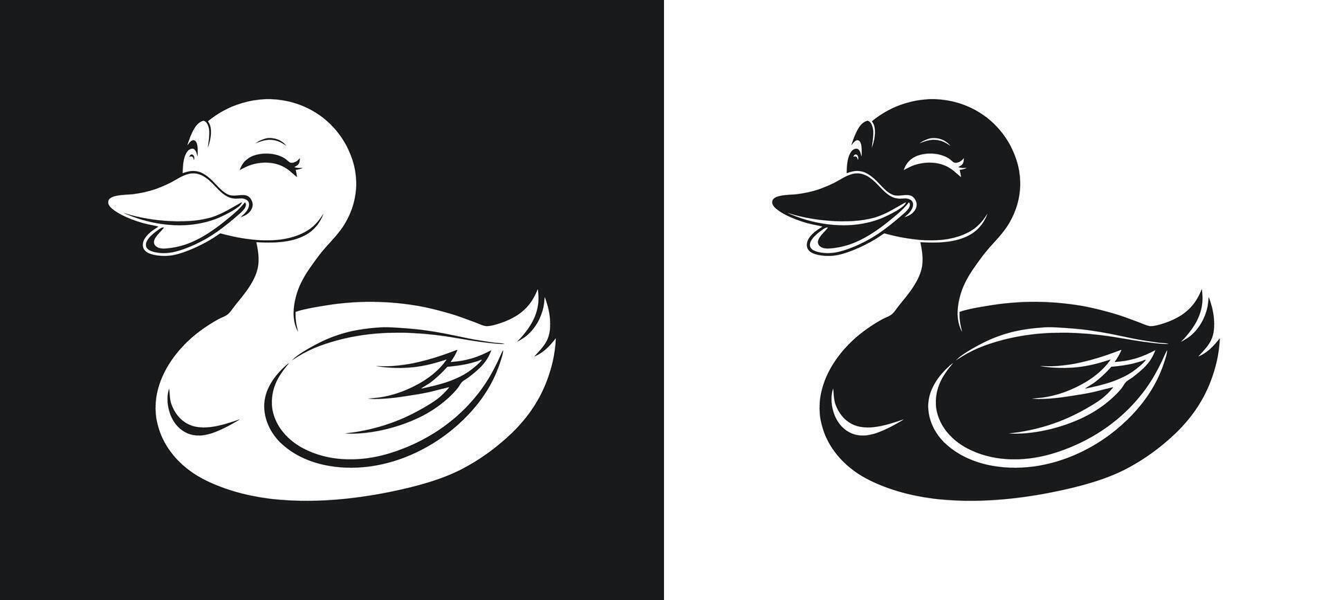 Simple Happy Duck Cartoon Silhouette Clipart vector