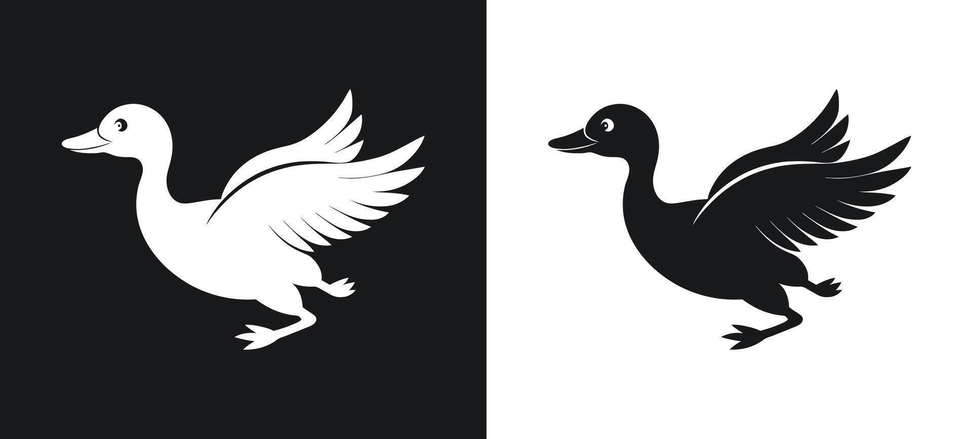 Minimalist art of a flying duck in silhouette vector