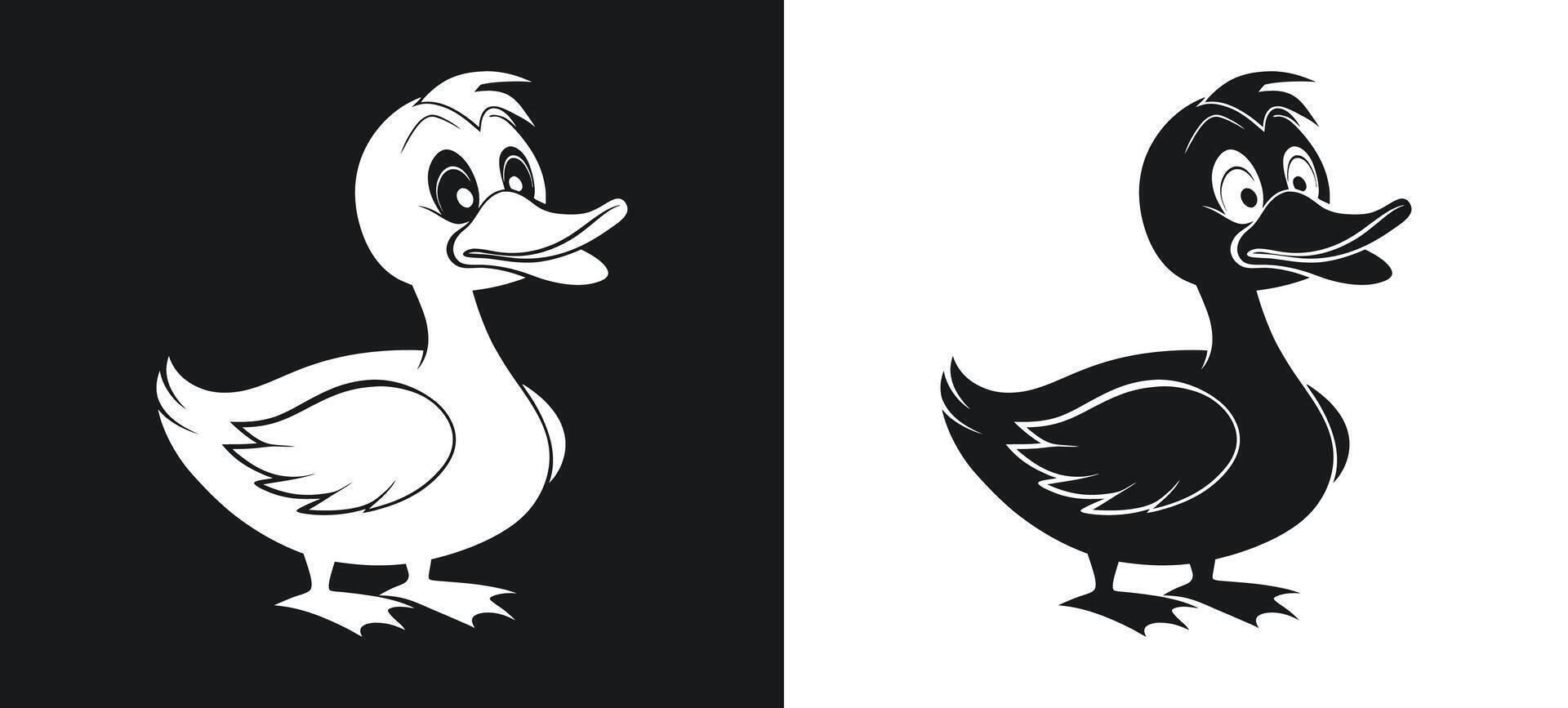 Charming Duck Silhouette Clipart Design Art vector