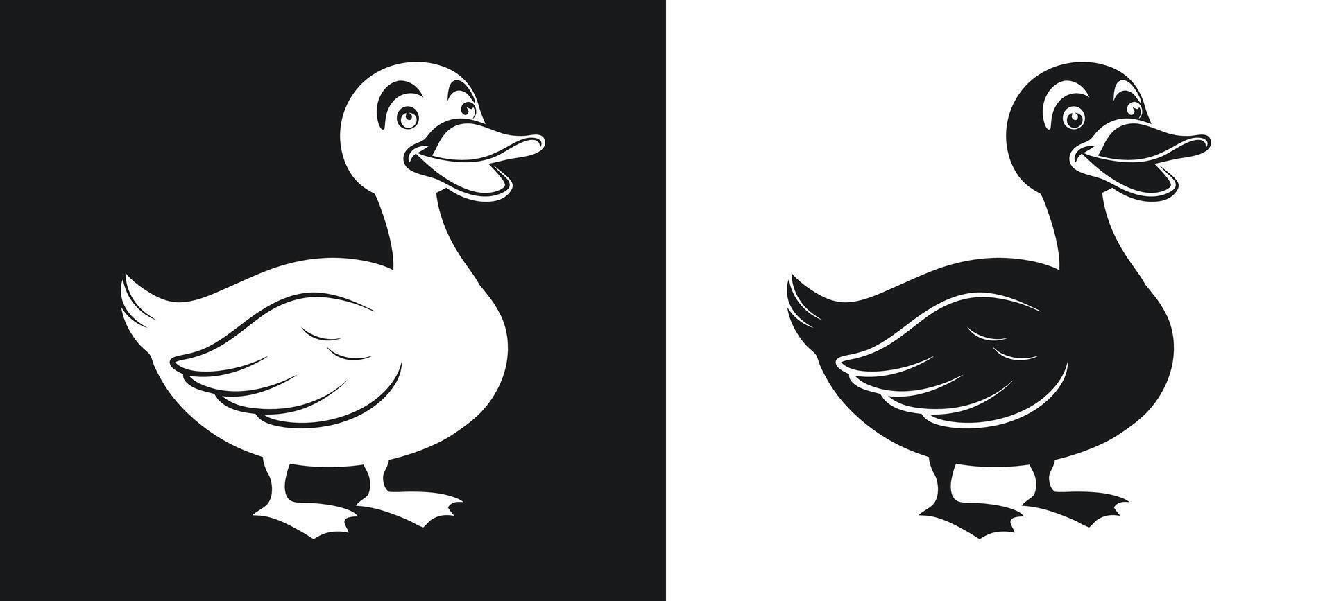 Modern Cartoon Duck Silhouette Clipart Design vector