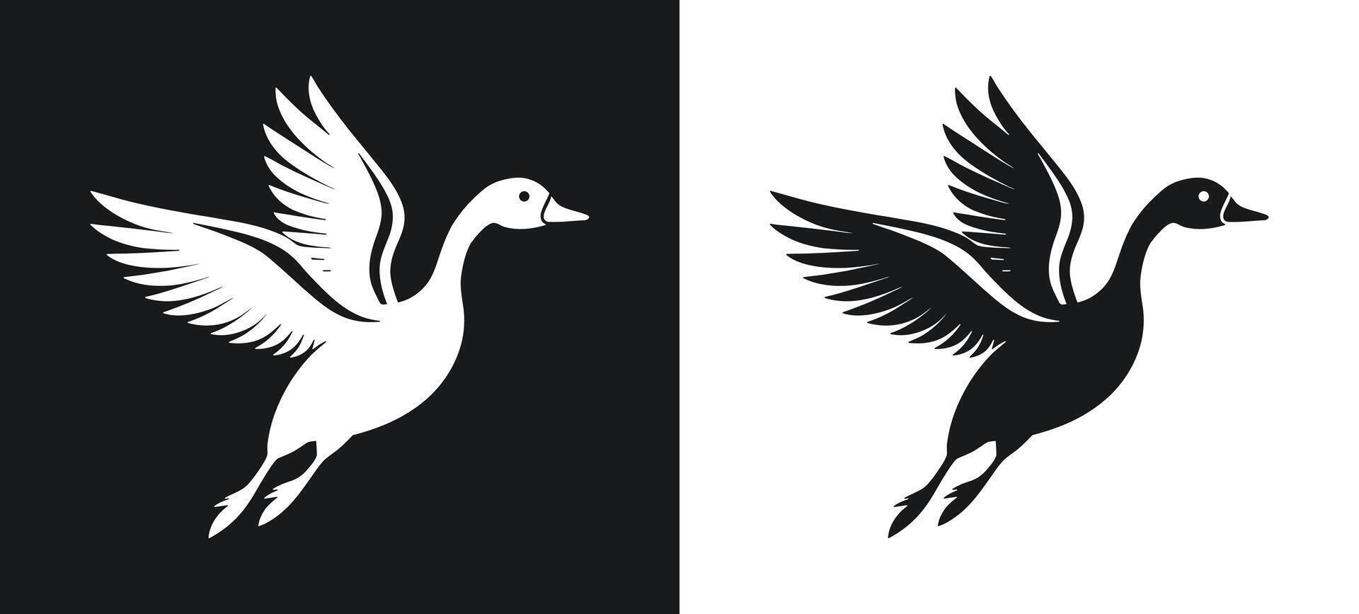 Detailed silhouette of a duck in flight design vector