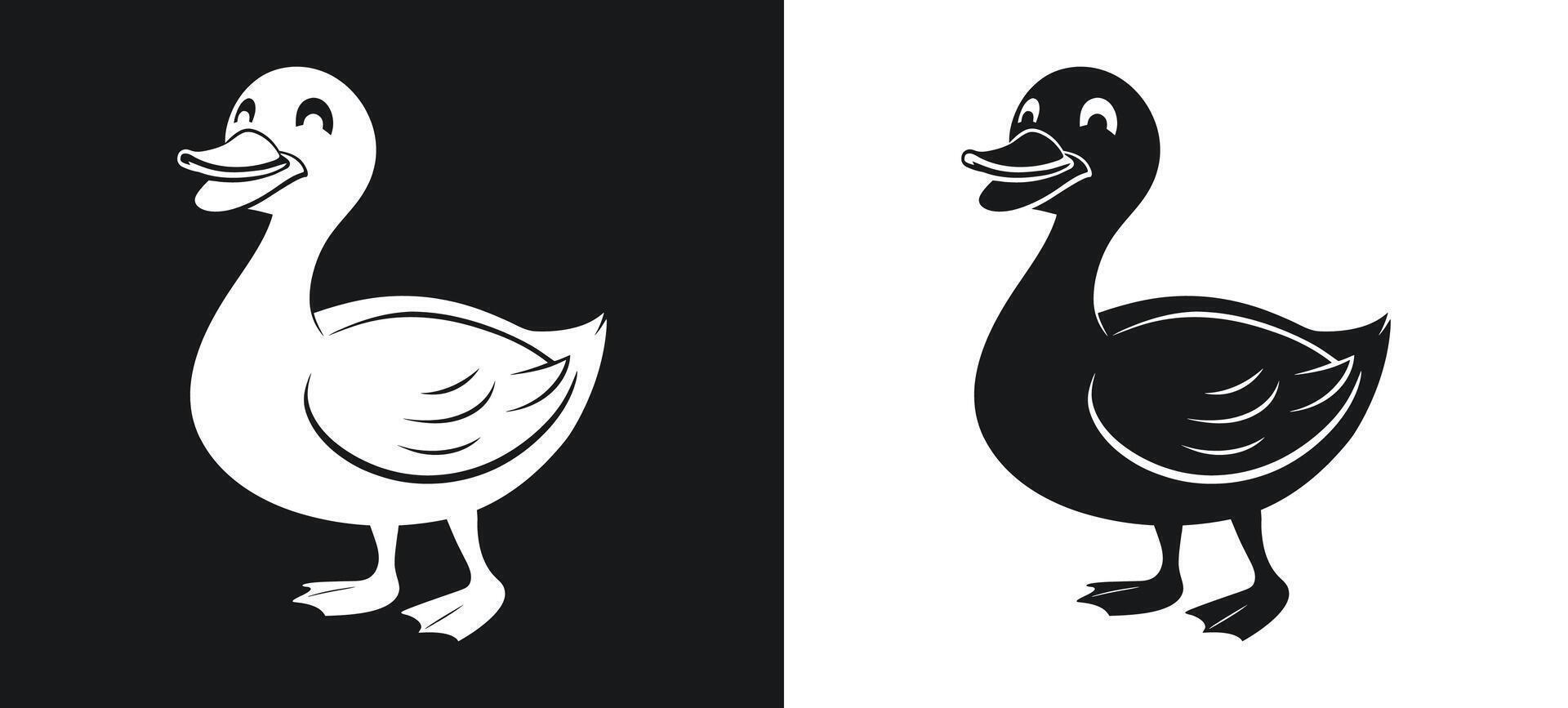 Stylish Cartoon Duck Silhouette Clipart Design vector