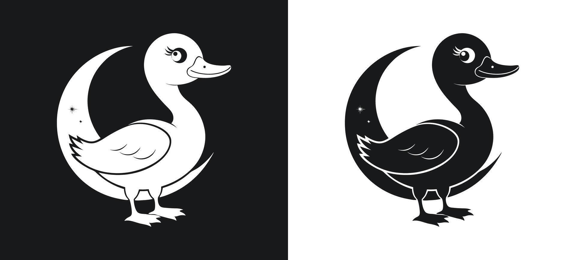 Graceful duck silhouette in elegant art vector