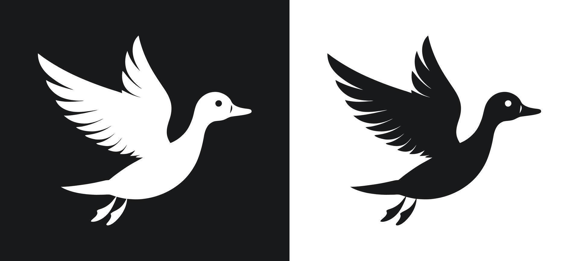 Artistic silhouette of a graceful flying duck vector
