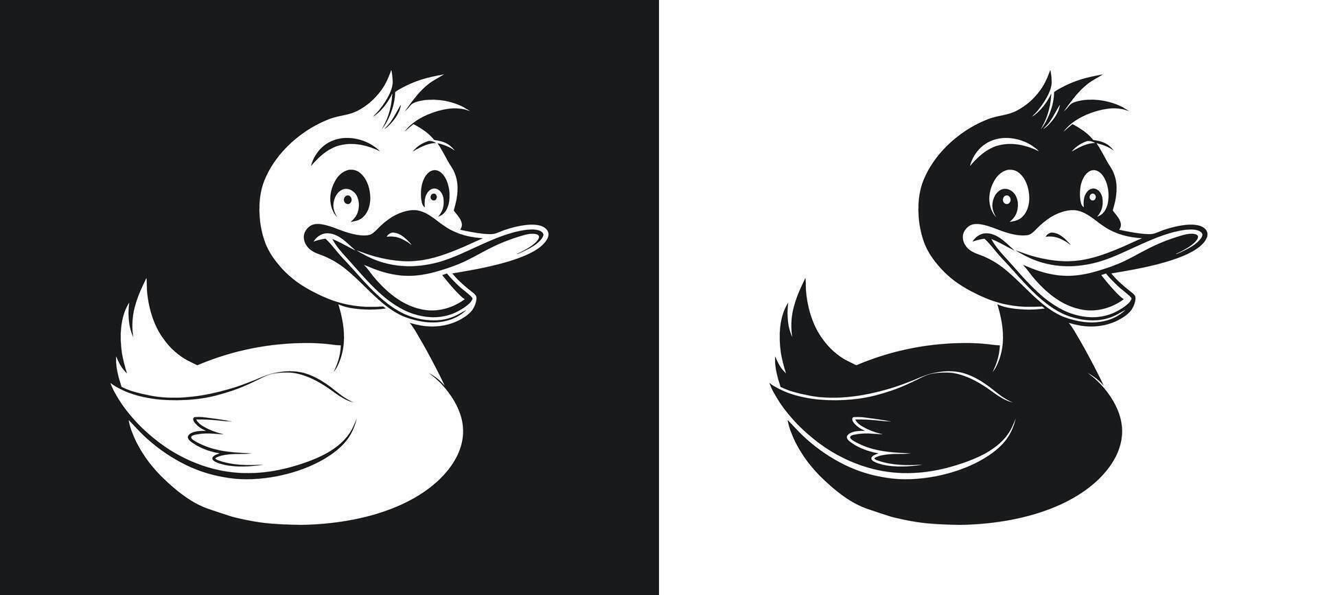 Happy Duck Cartoon Silhouette Design for Stock vector